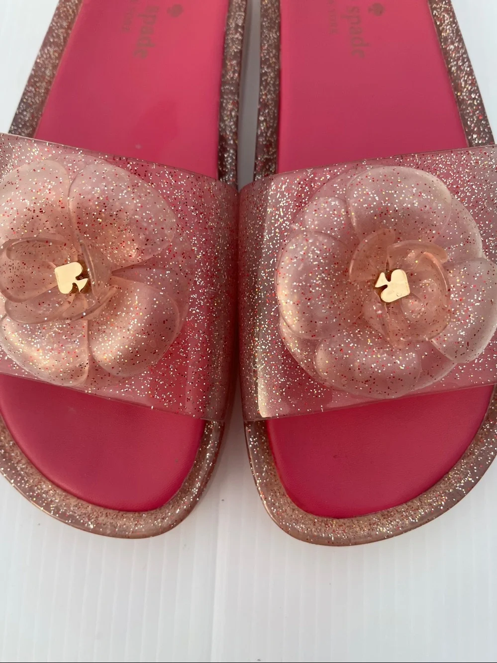 KATE SPADE Splash Glitter Rubber Jelly Slip On Sandals SZ: 9